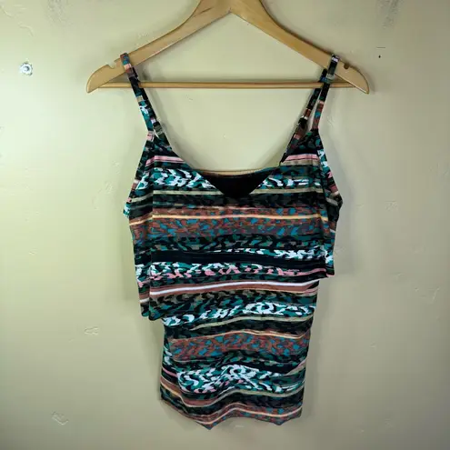 Magicsuit Stripe Tease Chloe Tankini Top Women's Swimsuit Size 14 Multicolor Pink