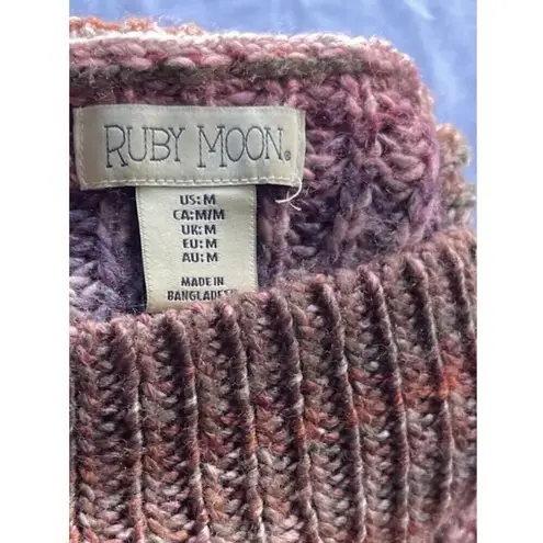 Ruby Moon Vintage Anthropologie long Red tunic Cowl Neck Drawstring Sweater Sz M