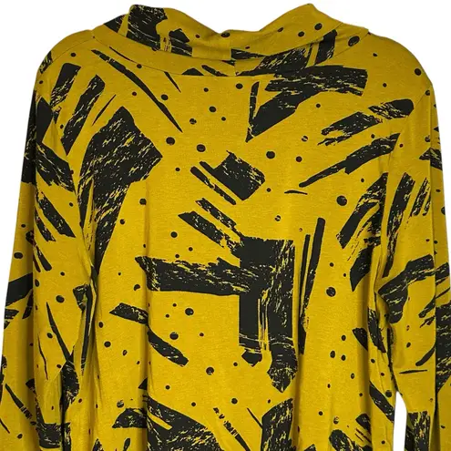 Chalet Et Ceci Zipper Front Olive Green Black Abstract Print Tunic Mock Neck XL