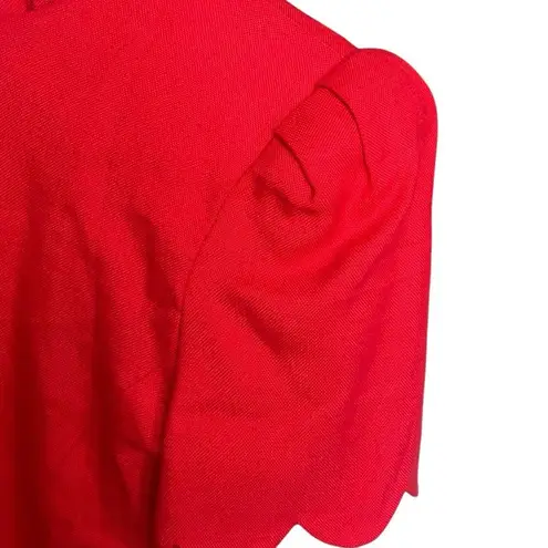 Richard Warren vintage Scoop Neck Red scalloped hem button down back Blazer 4 #7