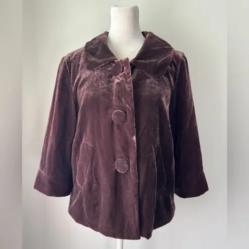 Vintage Y2K Autograph New York Brown Velvet Cropped Button Front Jacket Size 6