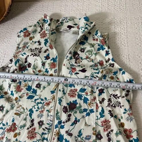 draper's & damon's Drapers And Damons, Full Zip Vest, White Floral with Gold Zipper Size XL