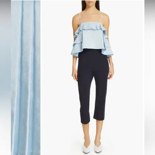 Opening Ceremony Pleated Trim Top Blouse Light Blue Sleeveless Women’s Size S