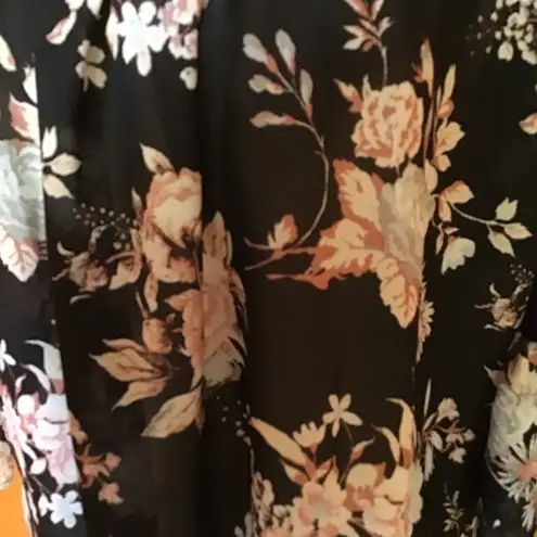 Charming Charlie Black floral lace bohemian cold shoulder top