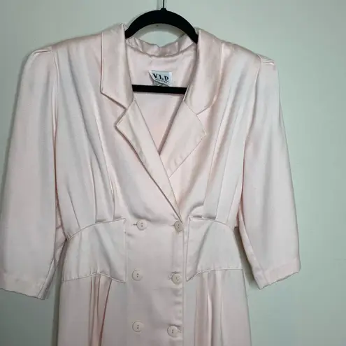 Vintage Pale Pink Double Breasted Coat Dress Sz Medium