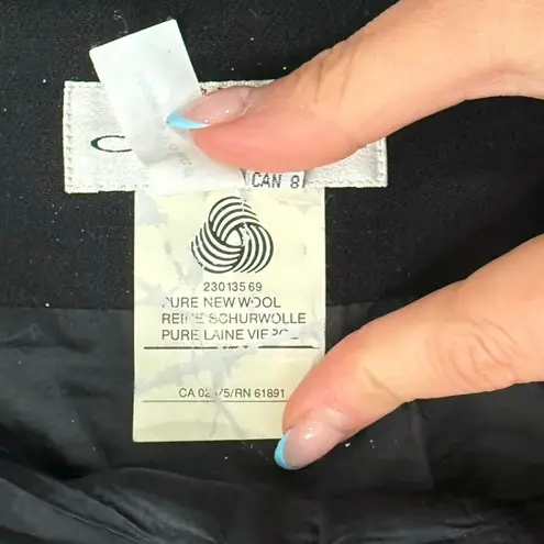 Vintage 90s Black Green Ribbon Ruffle Stripe Wool Pencil Knee Length Skirt sz 6