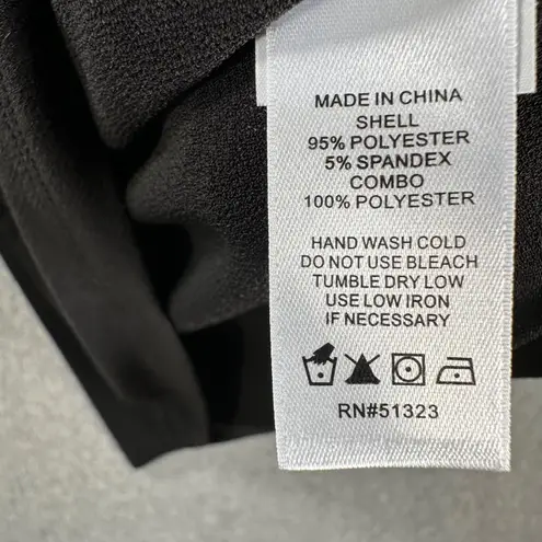 CeCe Sheer Printed Long-Sleeve Black Knit Top Women's Small Crew Neck Metallic