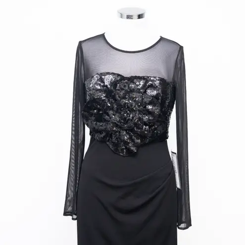 Betsy and Adam - Sequined Rosette Illusion Gown