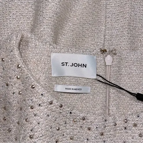 St. John Studded Cold-Shoulder Tweed Sheath Dress in Gold Multi Size 12 NWT $1795