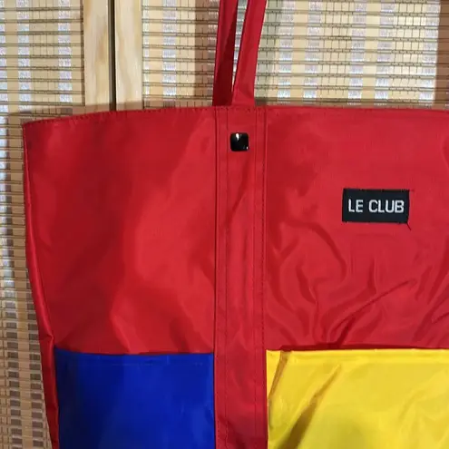 Le Club Oversized Tote Bag or Travel Carry On Bright Colorblock Primary Colors Red