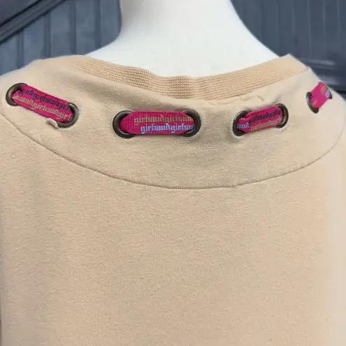 Jean de Marithé + François Girbaud Tan Graphic Y2K Scoop Neck Stretch Shirtdress Yellow Size XL