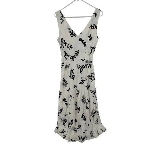 Paper Heart Black Leaf Maxi Dress Linen Blend‎ NWT Medium Flowy