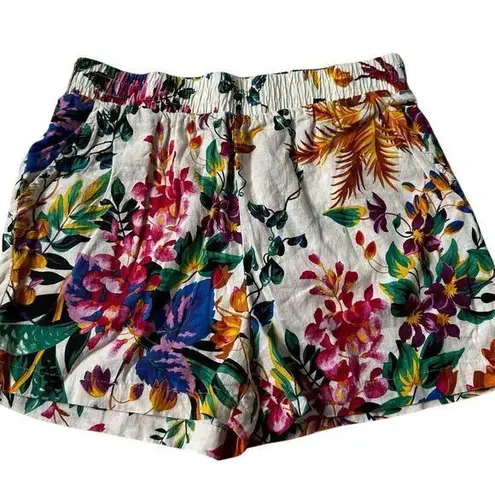 Rachel Roy Multicolor Floral Linen Blend Shorts w/ Pockets Women Medium | 25-17