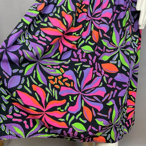 Vintage Dress Neon Midi Floral Paris Sport Club Button