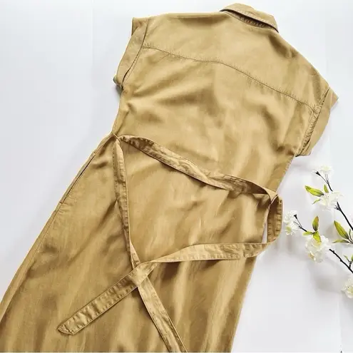 Faherty NEW Women's Arlie Short Sleeve Shirt Antique Bronze Midi Dress Size XS