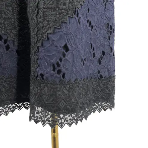 Rebecca Taylor Women's High Neck Ruffle Lace Dress Size 6 Navy Ivory OOAK