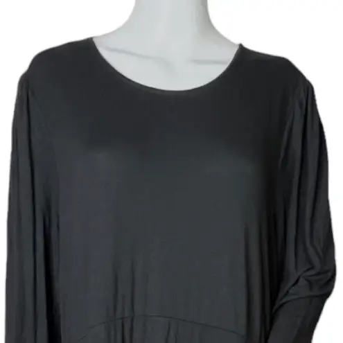 Boden Dress Women 16/18 Long Black Jersey Midi Dress Modest Minimalist Lagenlook