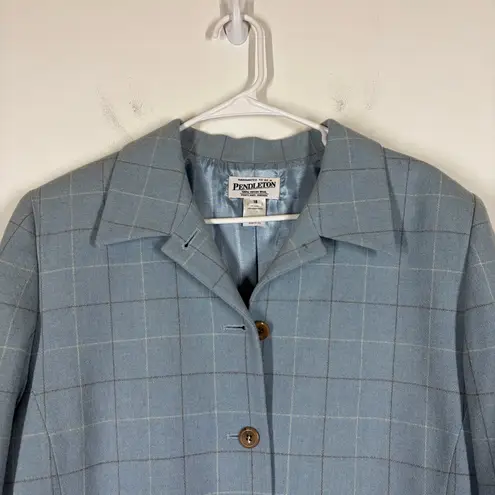 Pendleton VTG 100% Wool Women’s Blue Plaid Blazer Size 18