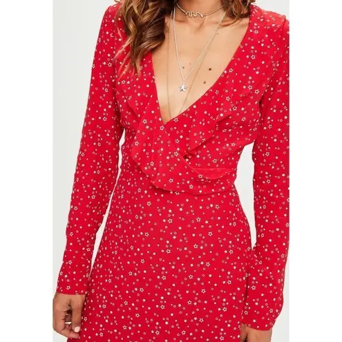 Missguided ✨ Red Star Ruffle Detail Tea Dress✨