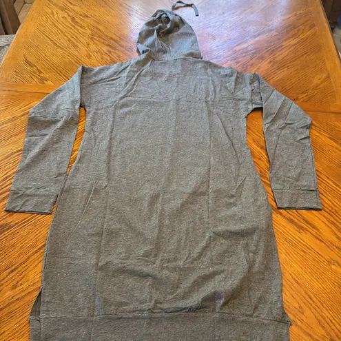 Womens' Casual Pullover Sweatshirt Long Sleeve Hoodie Dress with Pockets Gray