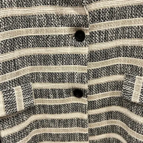 ZARA  Long Line Striped‎ Gray Coat  Pockets Women's Size Medium Bloggers Favorite