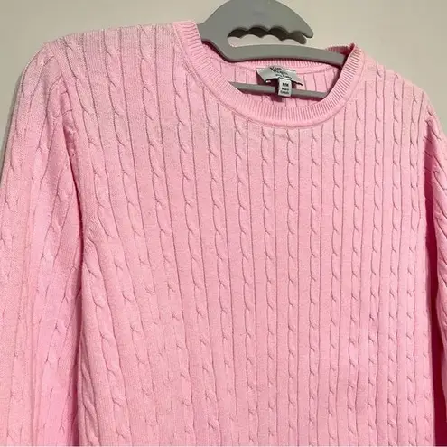 kim rogers Barbie Pink Cotton Crew Neck Cable Knit Sweater Petite Medium