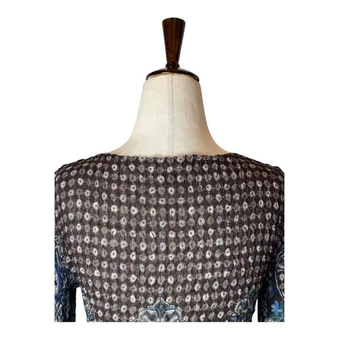 Alberto Makali Shirt Women Small Green Chiffon Paisley Top Vintage Retro Fairy