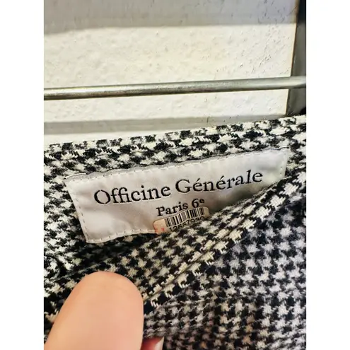 OFFICINE GÉNÉRALE Black White Houndstooth 100% Wool Celeste Pants size 42