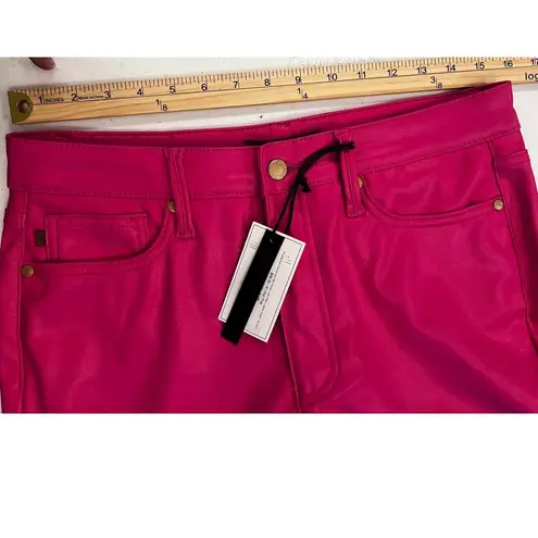 Judy Blue The Deb Hot Pink Faux Leather Straight Leg Jeans Tummy Control Sz 9/29