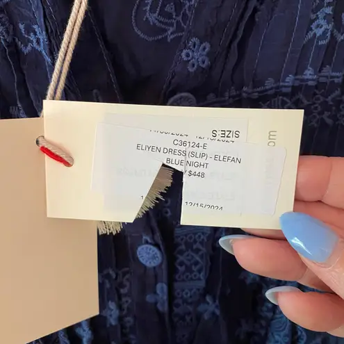 Johnny Was NWT Eliyen Dress Embroidered Blue Night Elephants Women's size Small