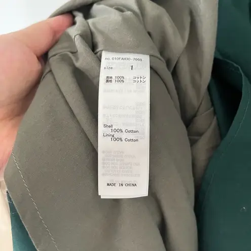 MOUSSY Green Power Shoulder Cotton Button Front Maxi Dress (1)