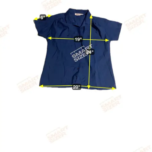 Lady Arrow Womenswear Blue Button Up, Women's Medium Top, Short Sleeve Shirt