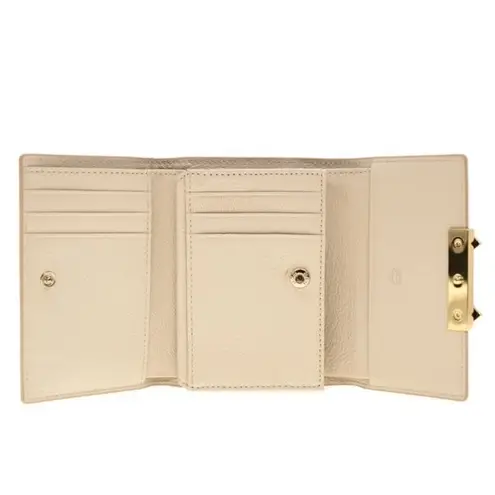 MCM Trifold Milano Leather Stud Wallet Cardholder with Coin Purse