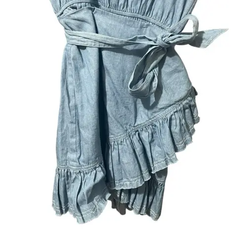 The Impeccable Pig Chambray Wrap Mini Dress Medium