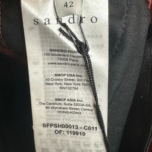 Sandro Paris Eddi Rustic Paperbag Pleated Shorts in Wine size 42 US 10 NWT