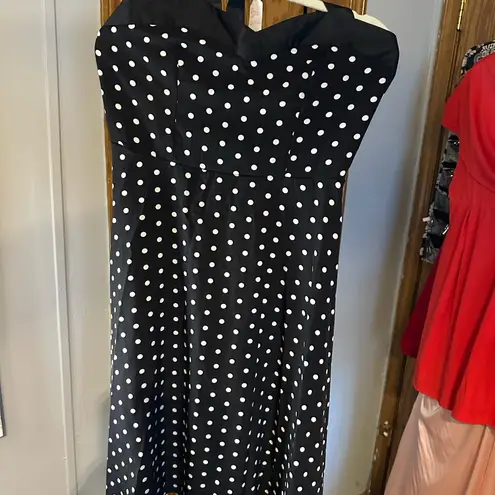Elegant Black and White Polka Dot Dress