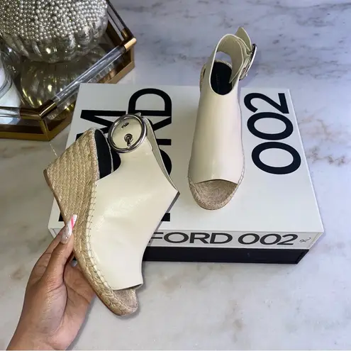 CELINE Céline Womens 35 Milk Calfskin Leather Open Toe Espadrille Sandal