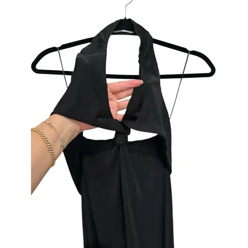 Morning Mist Dress Black Ribbed Midi Cutout With Slit Size US 8 example 🍊 Pict