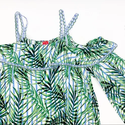 Red Carter Palm Party Swim Cover Mini Dress Tropical Hawaiian Aloha Vacation