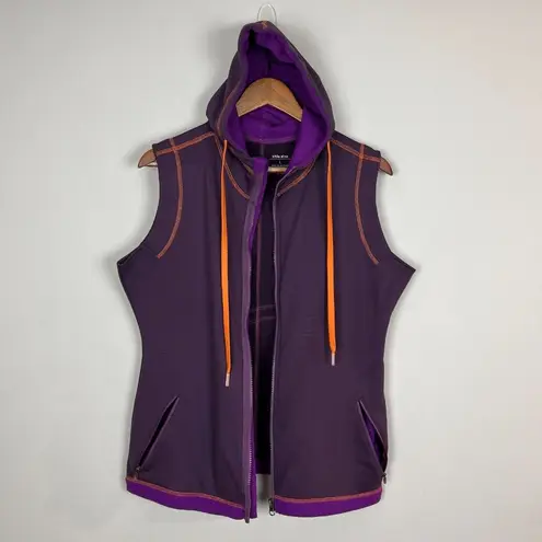 Title Nine Vest Womens Large Purple Zip Up Hooded Pockets Athletic Fleece Lined