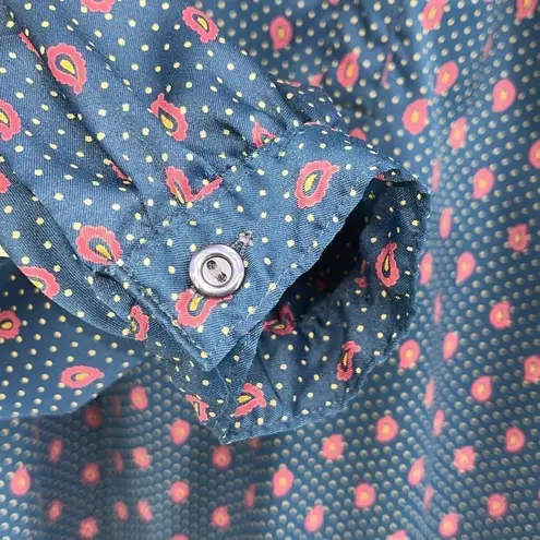 Levi Strauss & Co Women's Paisley Print Collared Shirt Blouse Navy Blue Size 1X