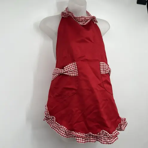 Vintage Style Red Gingham Detail Apron Retro Rockabilly Pinup Country Cottage