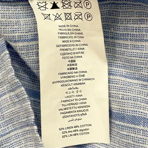 Michael Kors  Blue Striped Chambray Front Tie Linen Blend Sleeveless Top Size XL