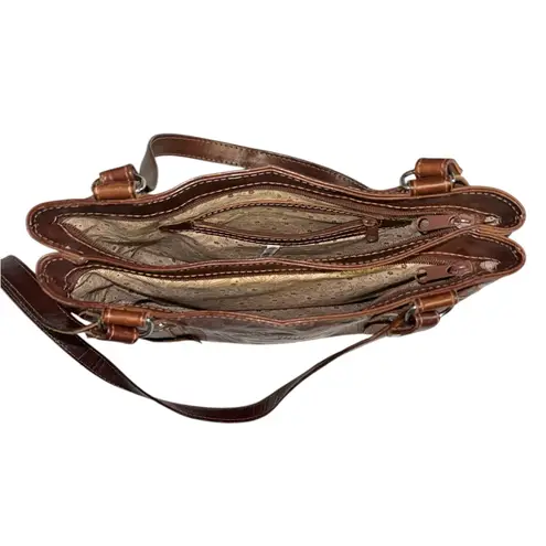 Vintage • Beautiful Embossed Leather Shoulder Bag • Made in Paraguay Brown