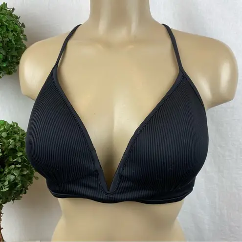 Shade & Shore  Black Ribbed Underwire Strappy Bikini Swim Top 34B