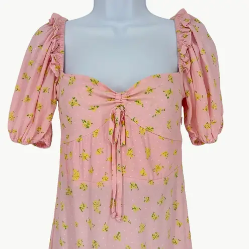 Faithfull the Brand NWT Juniper Luda Floral Midi Dress *FLAW | Sz 4 | Light Pink