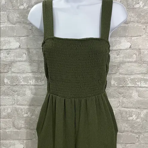 Lulus Social Calendar Olive Green Crinkled Ribbed Knit Jogger Jumpsuit Size XS