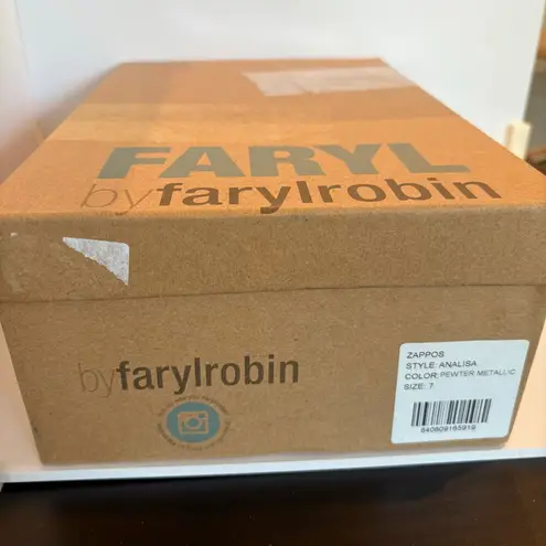 FARYL by Farylrobin Analisa Pewter Metallic Heeled Sandal Womens Size 7 Brown