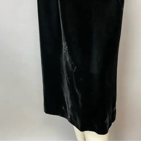Vintage Velvet Skirt Gathered Waistband Black Midi Straight Michelle Stuart Size 12