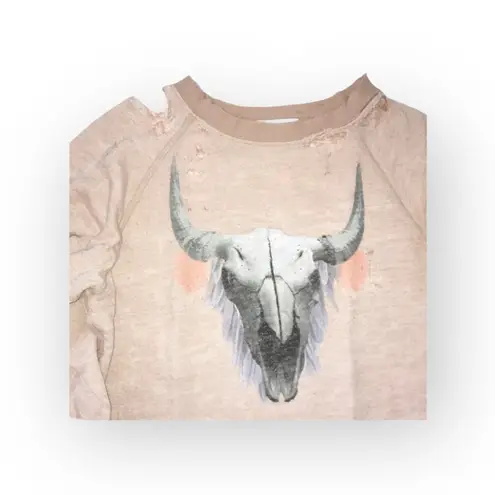 Wildfox HTF: OG  Couture ☺︎︎ Cherie Southwest Skull Destroyed Sweater ☺︎︎ Pink M